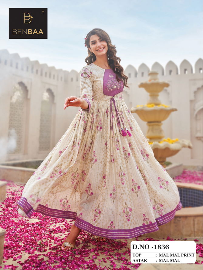 Blossoming Benbaa Designe Size Set Wholesale Anarkali Kurtis Catalog